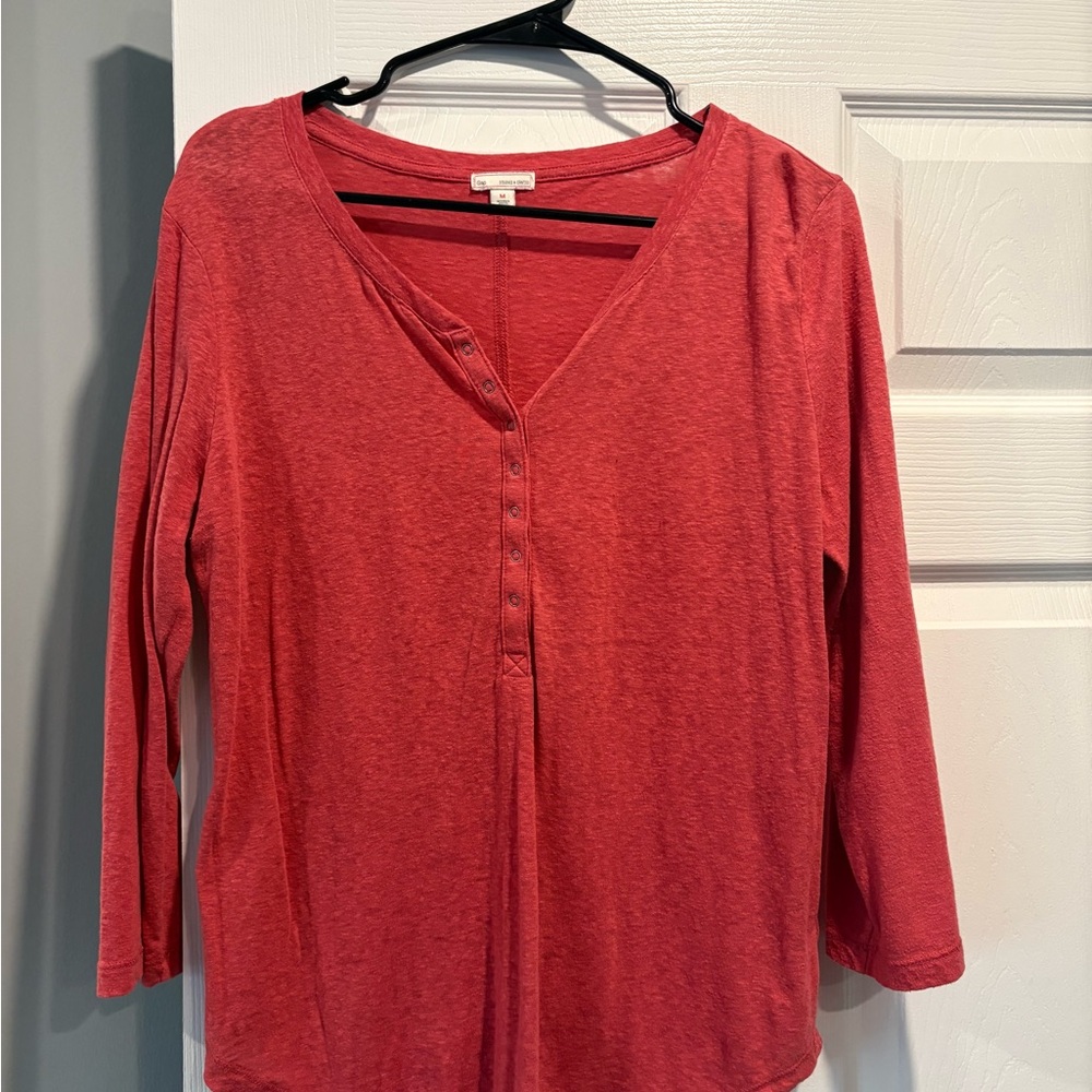 GAP Red Long-Sleeve Henley Top